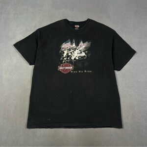 Harley-Davidson Black Tee with Patriotic Graphic